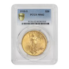 1910-S $20 Gold Saint Gaudens PCGS MS62