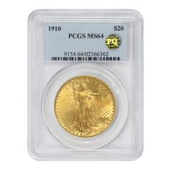 1910 $20 Gold Saint Gaudens PCGS MS64 PQ
