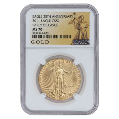 2011 $50 Eagle NGC MS70 ER Gold Label Obverse