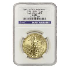 2011 $50 Gold Eagle NGC MS70 ER Pbverse