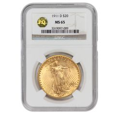 1911-D $20 Gold Saint Gaudens NGC MS65 PQ
