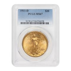1911-D $20 Saint Gaudens PCGS MS67