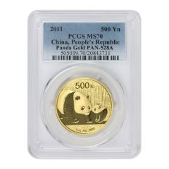 China 2011 Gold Panda 500 Yn PCGS MS70