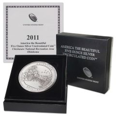 2011-P 5 oz 25c Silver America the Beautiful - Chickasaw BU w/ Box & CoA