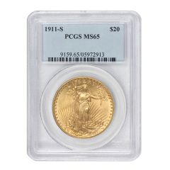 US $20 Saint Gaudens 1911-S PCGS MS65 Obverse