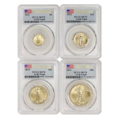 Set of 4 2012 Gold Eagles PCGS MS70 FS