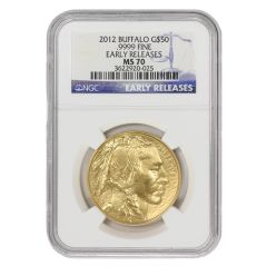 2012 $50 Gold Buffalo NGC MS70 ER Blue Label