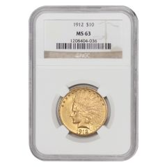 1912 $10 Gold Indian NGC MS63