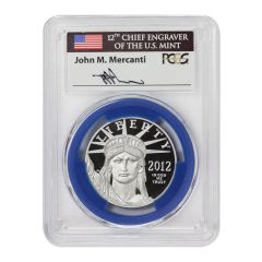2012-W $100 Platinum Eagle PCGS PR70DCAM Mercanti Label