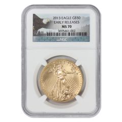 2013 $50 Gold Eagle NGC MS70 ER Eagle Label