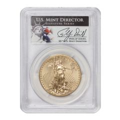 2013 $50 Gold Eagle PCGS MS70 Diehl Label Obverse