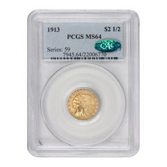 1913 $2.50 Gold Indian PCGS MS64 CAC
