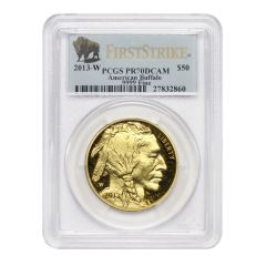 2013-W $50 Gold Buffalo PCGS PR70DCAM FS Bison Obverse