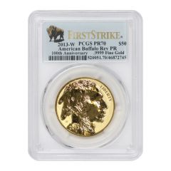 2013-W Rev PR $50 Gold Buffalo PCGS PR70 FS Bison Label Obverse