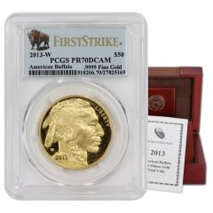 2013-W $50 Gold Buffalo PCGS PR70DCAM FS Bison Obverse