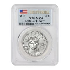 2014 $100 Platinum Eagle PCGS MS70 FS Flag Label Obverse