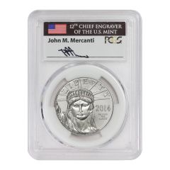 2014 $100 Platinum Eagle PCGS MS70 FS Mercanti Label White Gasket