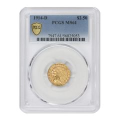 1914-D $2.50 Gold Indian PCGS MS61 Obverse