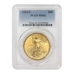 1914-S $20 Gold Saint Gaudens PCGS MS62 Obverse