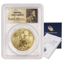 2014-W $50 Gold Eagle PCGS SP70 FS St. Gaudens Label Obverse