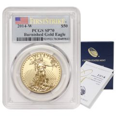 2014-W $50 Gold Eagle PCGS SP70 FS Flag Obverse