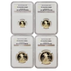 Set of 4 2014-W Gold Eagles NGC PF70UCAM Obverse