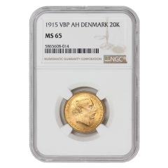 Denmark 1915-VBP Gold 20 Kroner Christian X NGC MS65