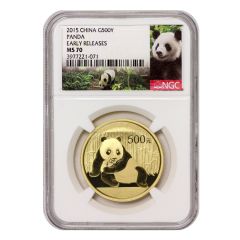 2015 Gold Panda 500 Yn NGC MS70 ER Obverse