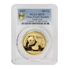 China 2015 500 Yn Gold Panda PCGS MS70