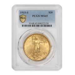 1915-S $20 Gold Saint Gaudens PCGS MS65 Obverse