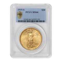 1915-S $20 Gold Saint Gaudens PCGS MS66 Obverse