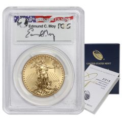 US $50 Eagle 2015-W PCGS SP70 First Day of Issue Philadelphia Moy Label W/OGP