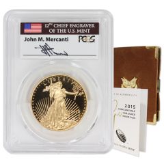2015-W $50 Gold Eagle PCGS PR70DCAM FDOI Mercanti Label w/ OGP