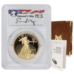 2015-W $50 Gold Eagle PCGS PR70DCAM FDOI Denver Moy Label w/ OGP