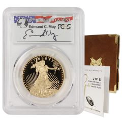 2015-W $50 Gold Eagle PCGS PR70DCAM FDOI Washington DC Moy Label OGP 