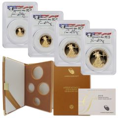 Set of 4 2015-W Gold Eagle PCGS PR70DCAM FDOI Denver Moy Label w/ OGP