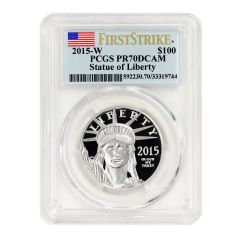 2015-W $100 Platinum Eagle PCGS PR70DCAM FS Flag Obverse