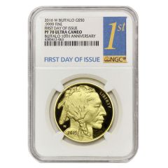 2016-W $50 Gold Buffalo NGC PF70UCAM FDOI 1st Label Obverse