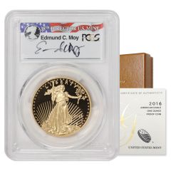2016-W $50 Gold Eagle PCGS PR70DCAM FS Moy Label OGP Obverse
