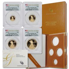 Set of 4 2016-W Gold Eagle PCGS PR70DCAM FDOI Flag Label w/ OGP