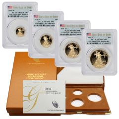 Set of 4 2016-W Gold Eagle PCGS PR70DCAM FDOI Flag Label w/ OGP
