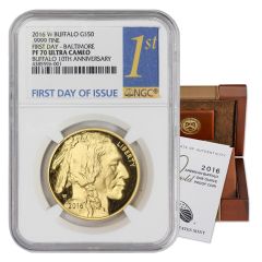 2016-W $50 Gold Buffalo NGC PF70UCAM FDOI Baltimore 1st Label Obverse