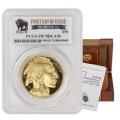 2016-W $50 Gold Buffalo PCGS PR70DCAM FDOI Washington D.C. Obverse