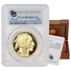 2016-W $50 Gold Buffalo PCGS PR70DCAM FDOI Bison Label w/OGP