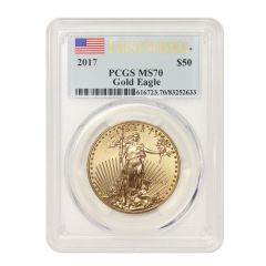 2017 $50 Gold Eagle PCGS MS70 FS Flag Obverse

