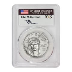 2017 $100 Platinum Eagle PCGS MS70 FDOI Mercanti Label