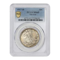 1917-D 50c Silver Walking Liberty PCGS MS65 Obverse
