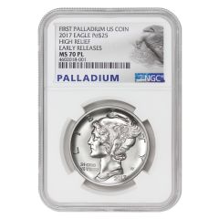 2017 $25 Palladium Eagle NGC MS70PL ER Eagle Label Obverse