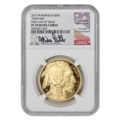 2017-W $50 Gold Buffalo NGC PF70UCAM FDOI Castle Label Obverse