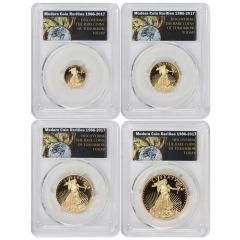 Set of 4 2017-W Gold Eagle PCGS PR70DCAM FDOI Washington DC MCR Label Obverse
